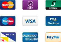 Accepted payment methods. Visa, Mastercard, Solo, Switch, Maestro, Visa Electron Delta, American Express, Paypal